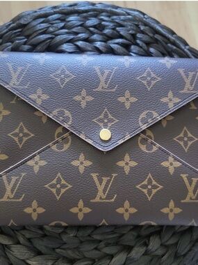 Louis Vuitton Monogram Envelope Clutch in Brown and Gold